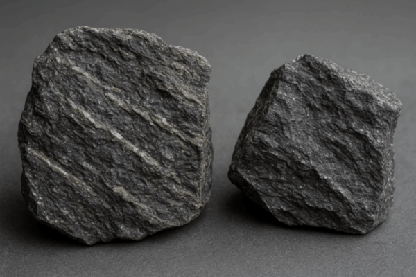 Łupki metamorficzne i granity ciemnoszare – skały kopalni uranu w Kowarach, Sudety