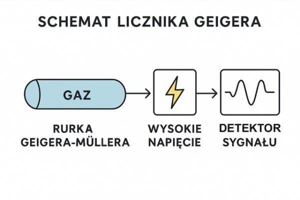 Schemat rurki Geigera-Müllera, wysokiego napięcia i układu sygnału