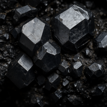 Minerał uranit (uraninit) – naturalna ruda uranu emitująca promieniowanie