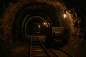 Widok podziemnego tunelu w sztolni dawnej kopalni uranu w Kowarach – unikalna atrakcja Dolnego Śląska